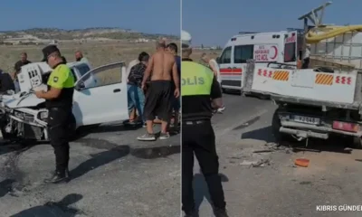 Güzelyurt Lefkoşa yolunda trafik kazası iki yaralı