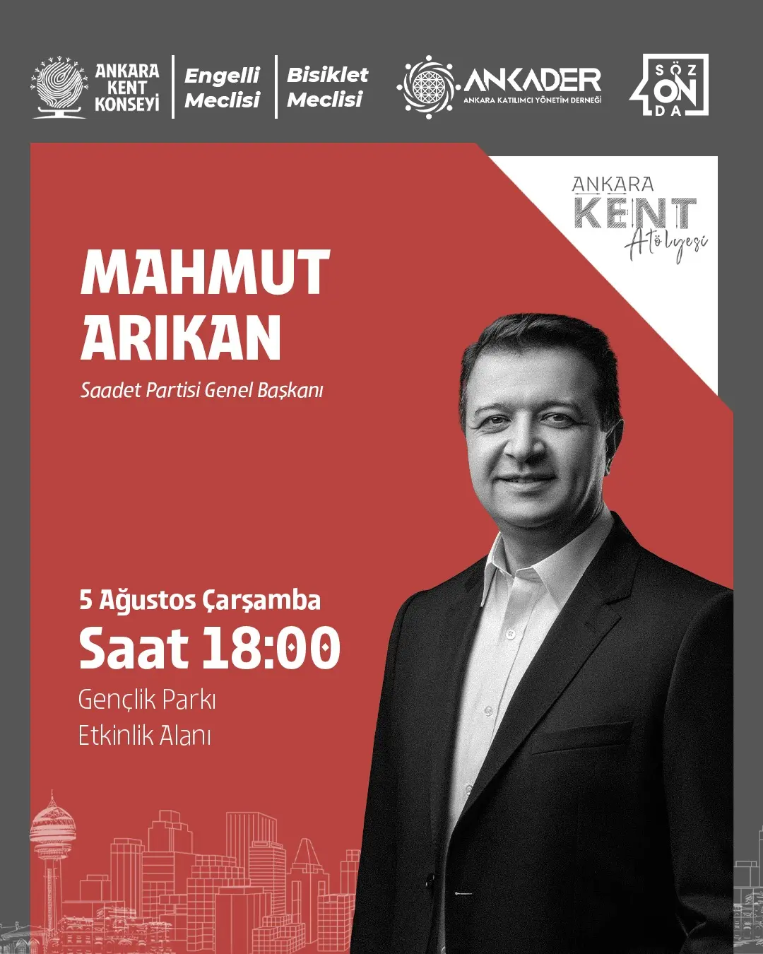 5 Ağustos'ta AKK'de söz Saadet Partisi Genel Başkanı Mahmut Arıkan'da olacak