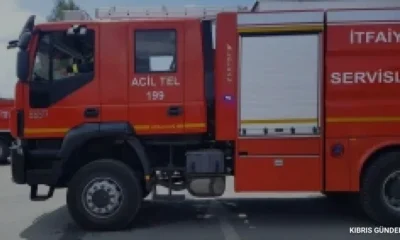 Boğaziçi İskele ana yolunda seyir halindeki tırda yangın çıktı